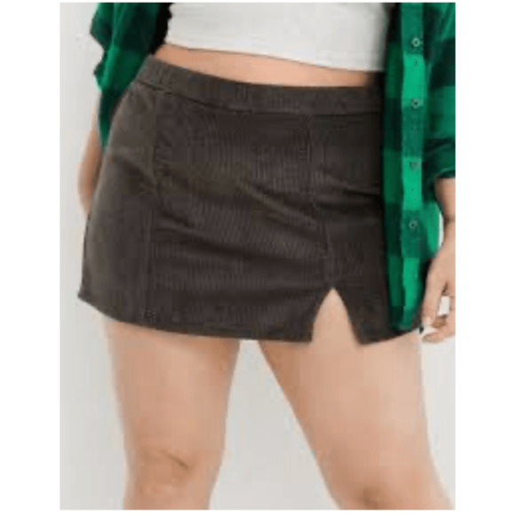 Aerie Corduroy Micro Mini Skirt Size Large Gray - Picture 1 of 3